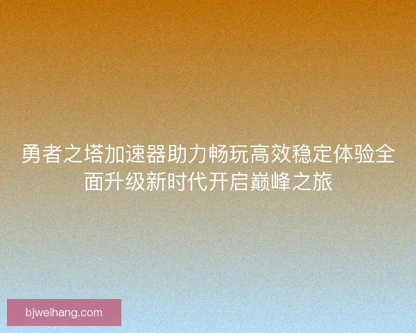 勇者之塔加速器助力畅玩高效稳定体验全面升级新时代开启巅峰之旅
